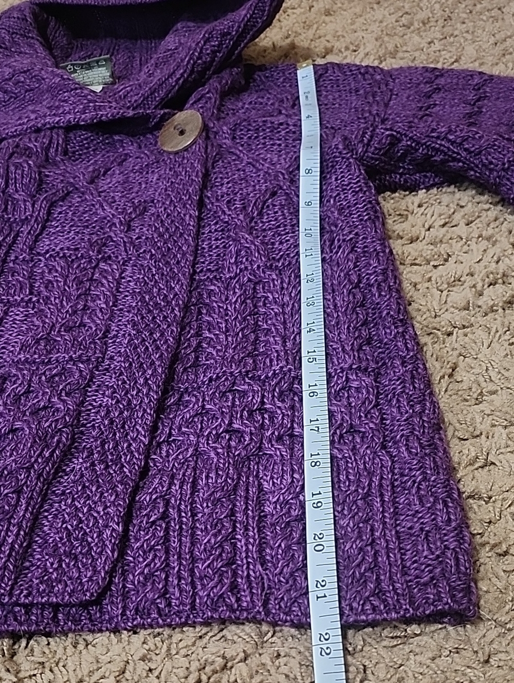 Purple Cable-Knit Turtleneck Sweater - Picture 3 of 5